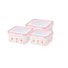 Récipient en plastique de catégorie comestible rectangulaire 3PCS